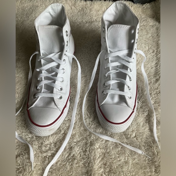 Converse White High-Tops with Red and Blue Details - Picture 1 of 5